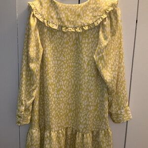 Who What Wear Lemon and Cream Ruffle Dress
